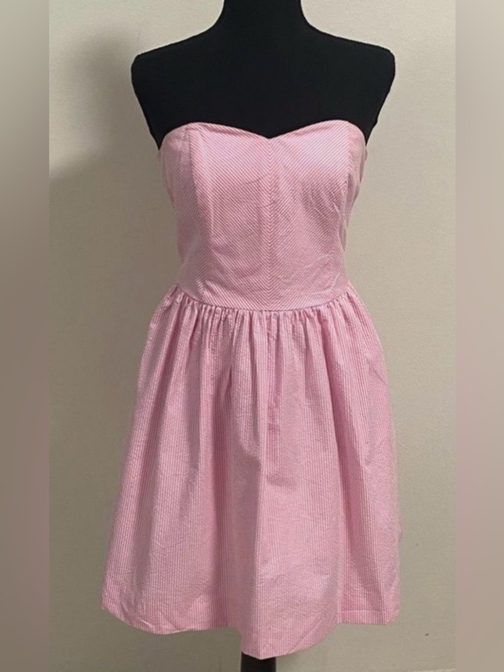 NWOT Lilly Pulitzer Seersucker Richelle Strapless Dress Pink White Stripe Size 0 - Picture 2 of 15